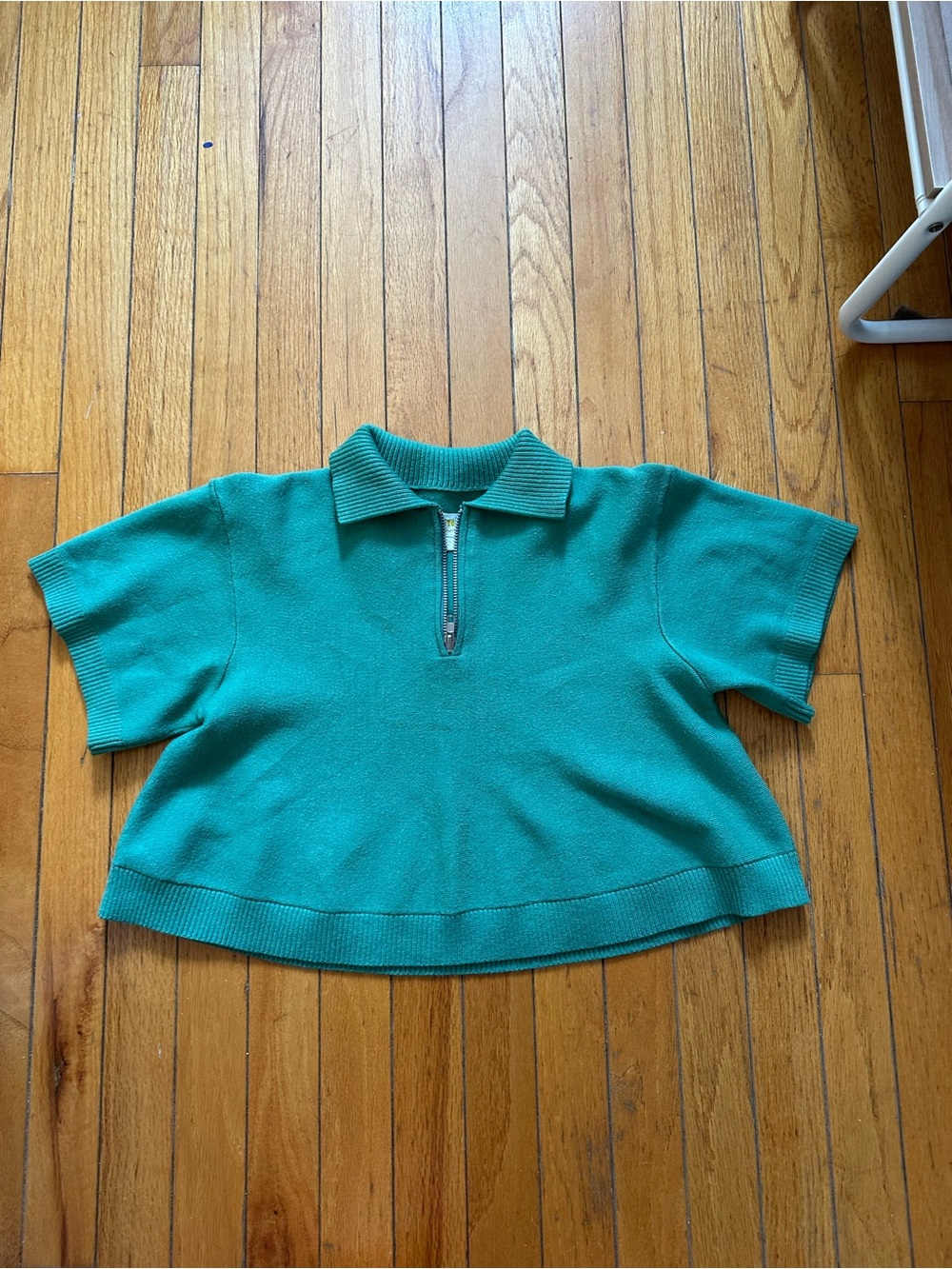 Maeve Green Short-Sleeve Half-Zip Polo Sweater